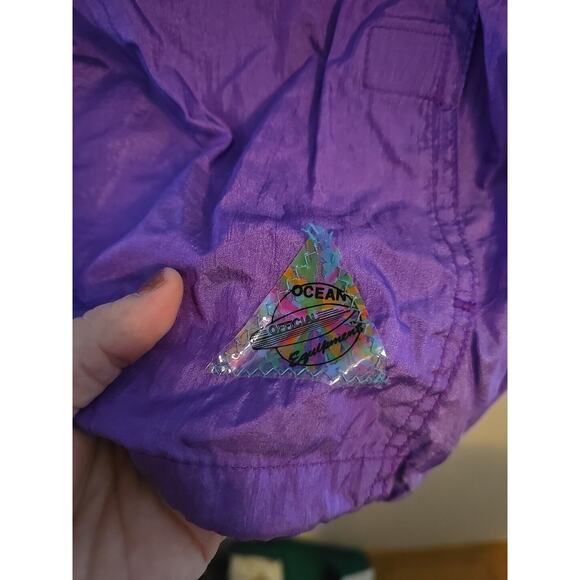 Vintage Ocean Equipment Blue 1/2 Zip Hooded Windbreaker Jacket Womans Sz Medium - Picture 3 of 6